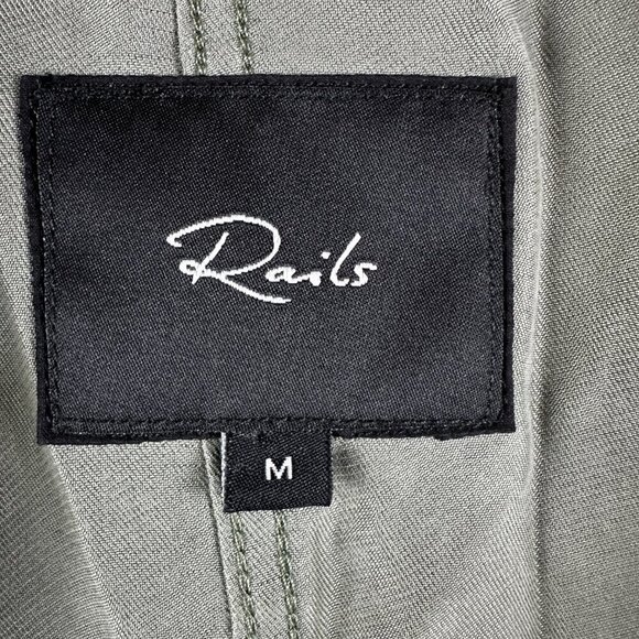 Rails Blouse Womens Medium Button Up Shirt Sage Green Cotton Toggle Hem Pockets - Picture 5 of 7